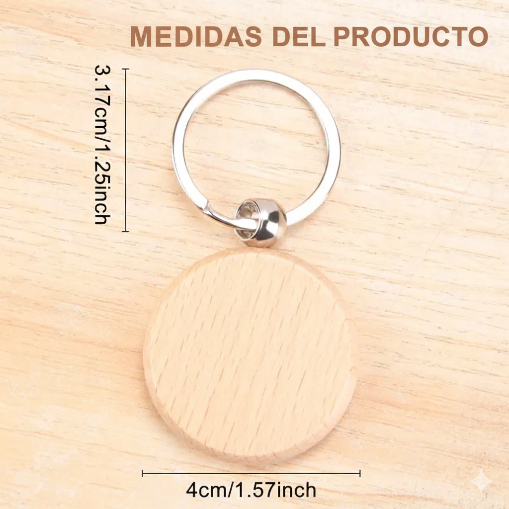 Llavero de Madera Personalizado – Grabado Láser con Nombre o Logo