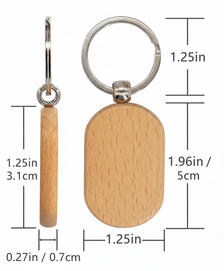 Llavero de Madera Personalizado – Grabado Láser con Nombre o Logo